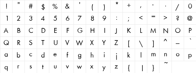 Futura-Normal Regular  glyph index