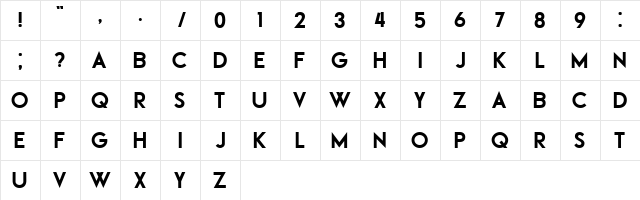 Finance Regular  glyph index