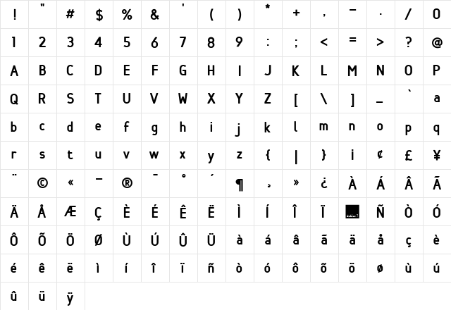 Min Regular  glyph index