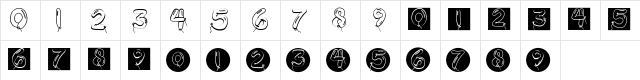 BalloonDigits Regular  glyph index