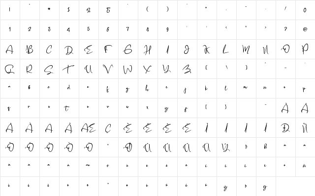 summer miracle Regular  glyph index