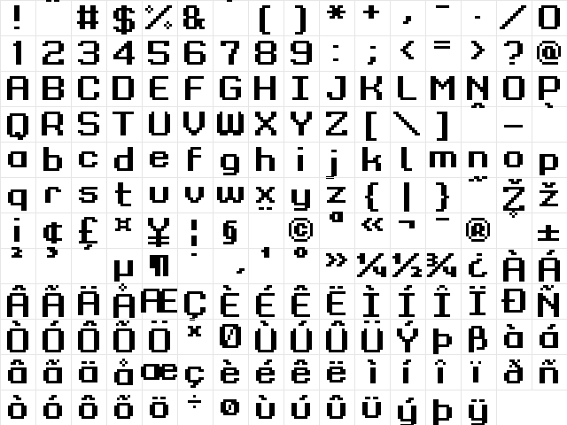Grixel Kyrou 9 Regular Bold Regular  glyph index