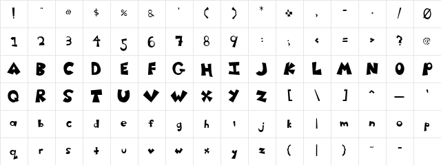 GMPokey Regular  glyph index