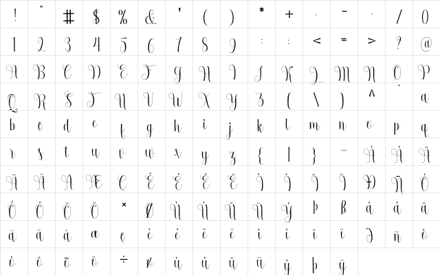Fantastic Regular  glyph index
