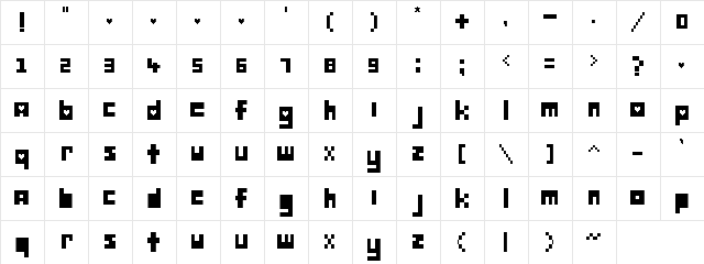 Deltarune Regular  glyph index
