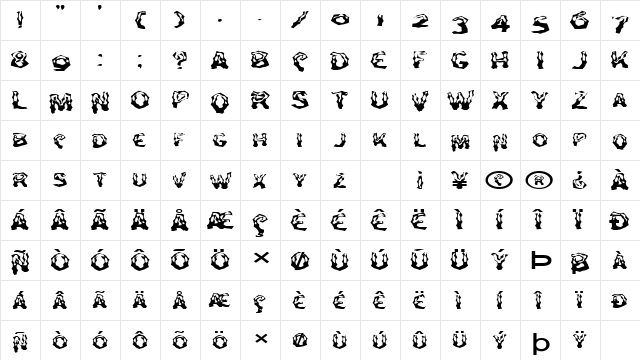 FZ WACKY 26 EX Normal  glyph index