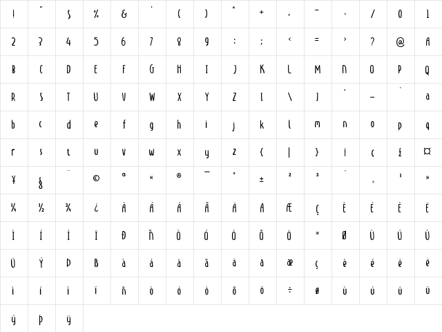 LD Cherries Light Regular  glyph index