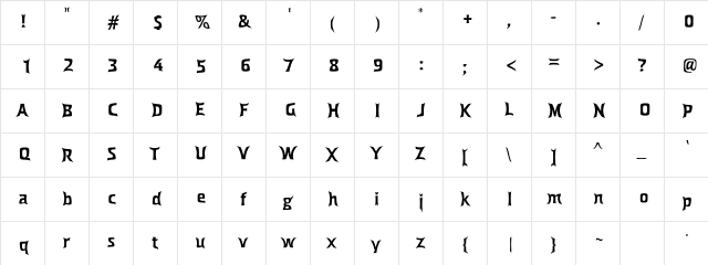 Dross05 Regular  glyph index