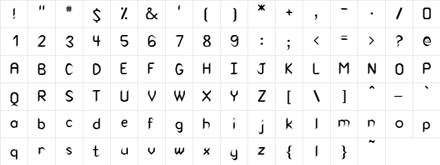 Canaith Regular  glyph index