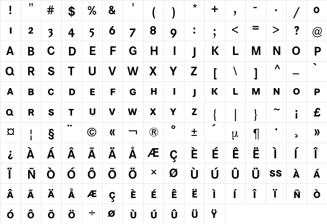 Corporate S Expert BQ Regular  glyph index