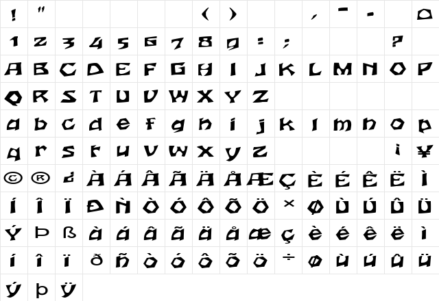 FZ JAZZY 12 EX Normal  glyph index