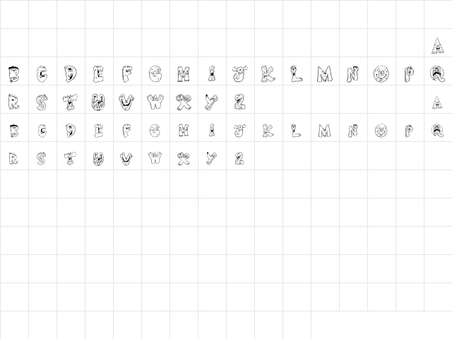 Scary Monsters Regular  glyph index