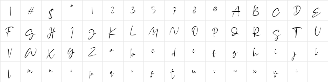 Brittanya Goldenite Regular  glyph index