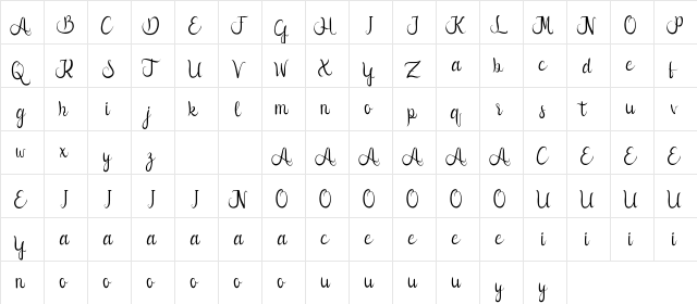 Callion Demo Regular  glyph index