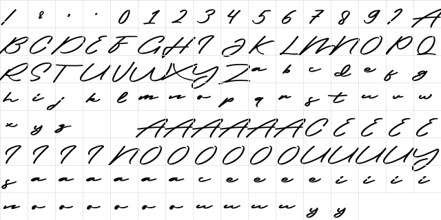 FrederickFree Regular  glyph index