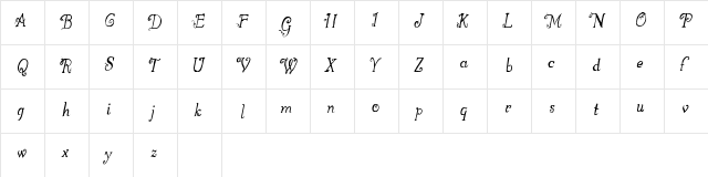GreatWinter Regular  glyph index