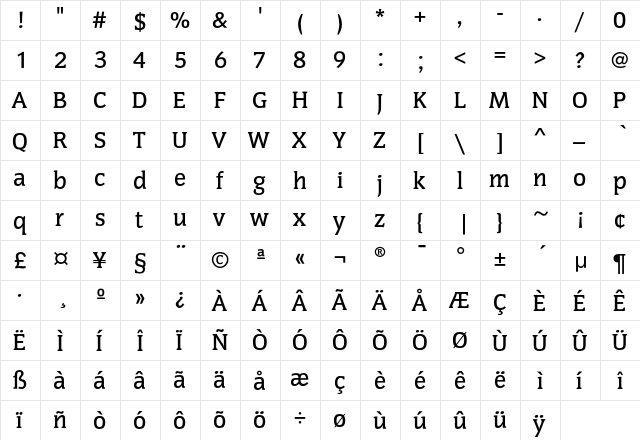 CongressEF Medium  glyph index