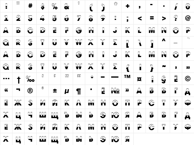 a_AvanteTitulB&W Heavy  glyph index