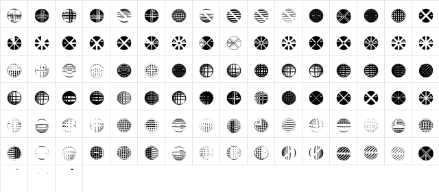 ConcretePoets Regular  glyph index