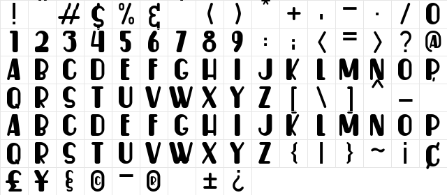 Wingko Regular  glyph index