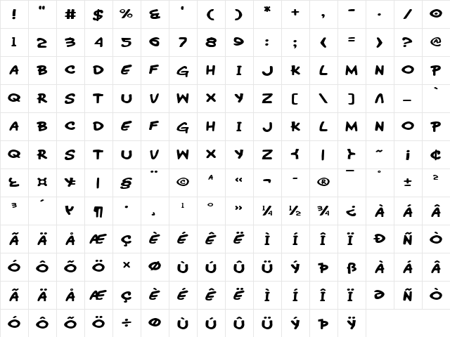 Wimp-Out Expanded Expanded  glyph index