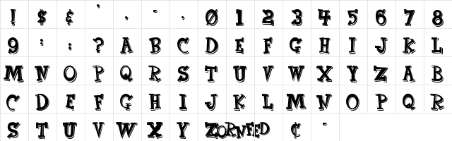 CornFed Regular  glyph index