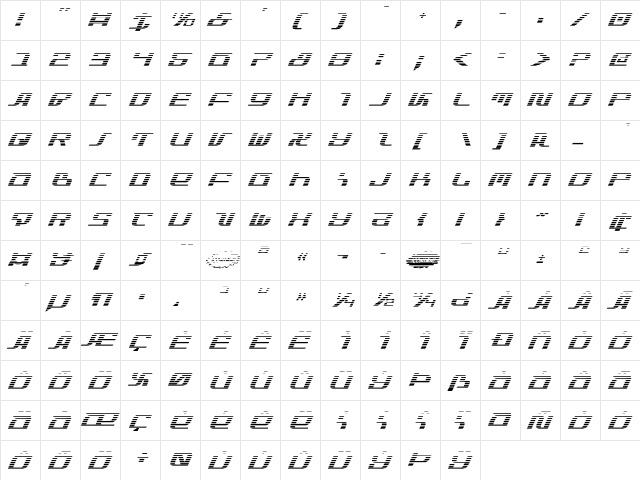 Infinity Formula Gradient Ital Gradient Italic  glyph index