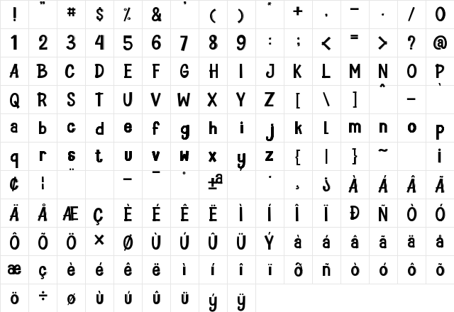 Gett Well Soon Regular  glyph index