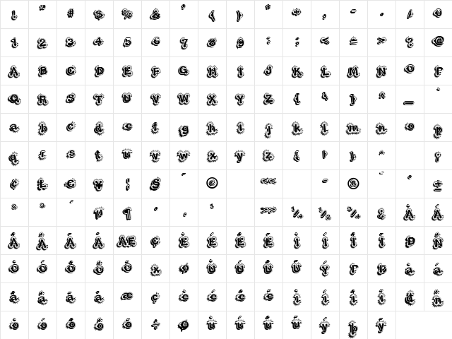 ElliottsJigsawDropshadow Regular  glyph index