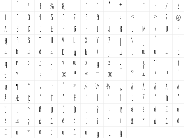 Labtop Underscore Regular  glyph index