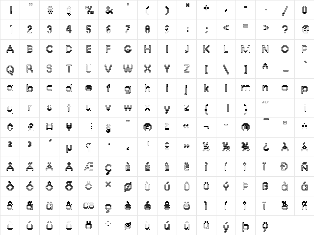 Rough03 Becker Regular  glyph index