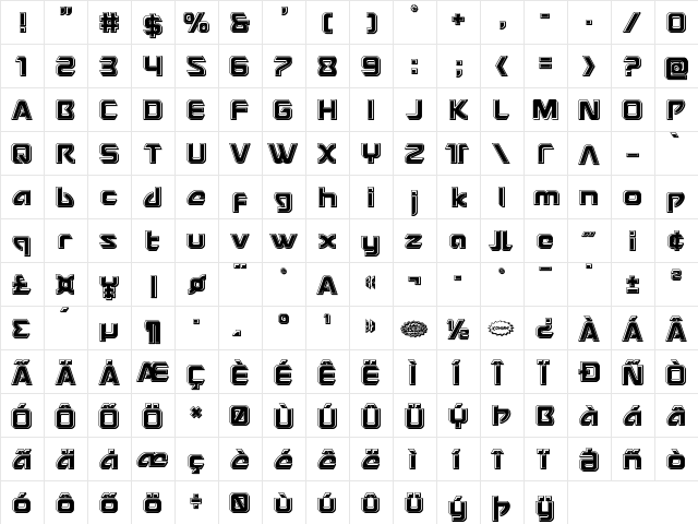 USAngel Bevel Regular  glyph index