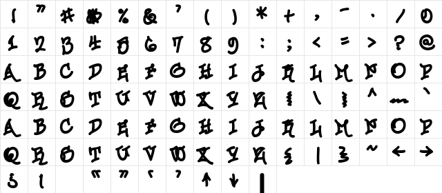 Urban Scrawl Chill Regular  glyph index