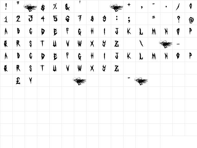 LAMEBRAINS Regular  glyph index
