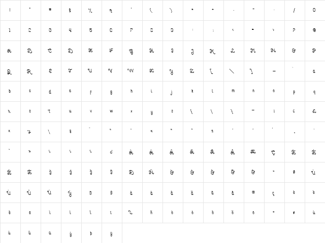 Piccolo Carino Un Tilted  glyph index