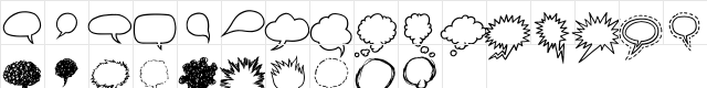 Comix Bubbles Regular  glyph index