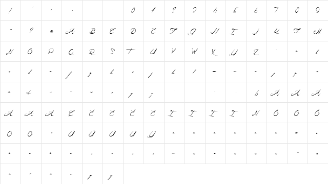 Angelique ma douce Colombe Regular  glyph index