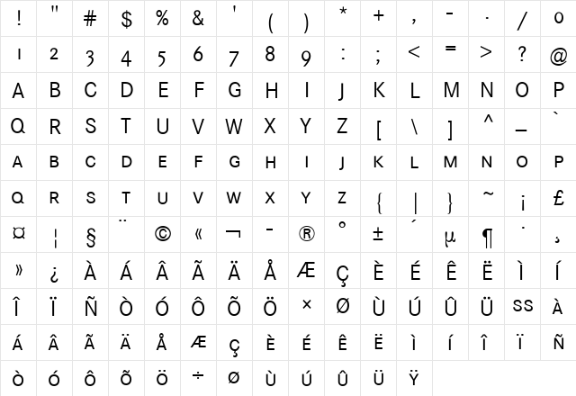 Corporate S Expert BQ Regular  glyph index