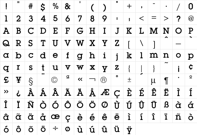 Lubalin Medium  glyph index
