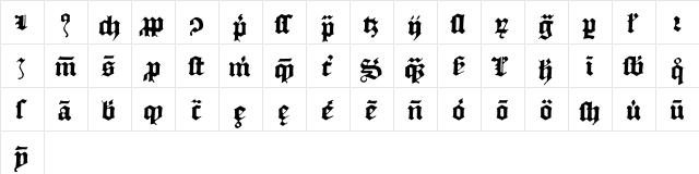 Historical EnglishTexturaAlt  glyph index