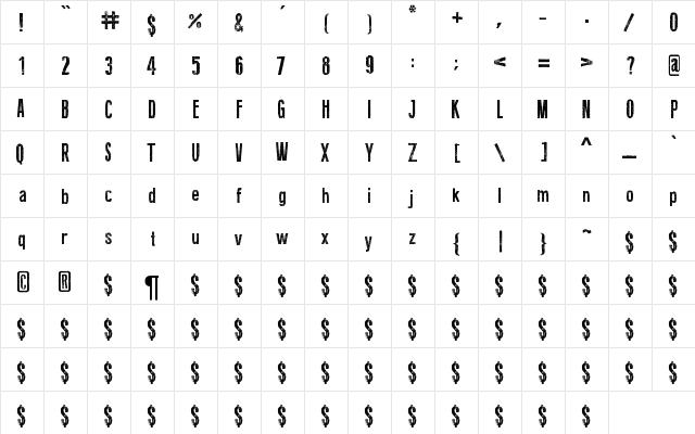 Fine Eroded Regular  glyph index