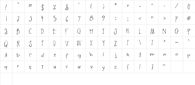 CK Scrawl Regular  glyph index