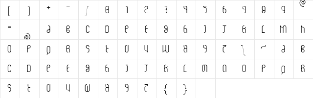 overegular Regular  glyph index
