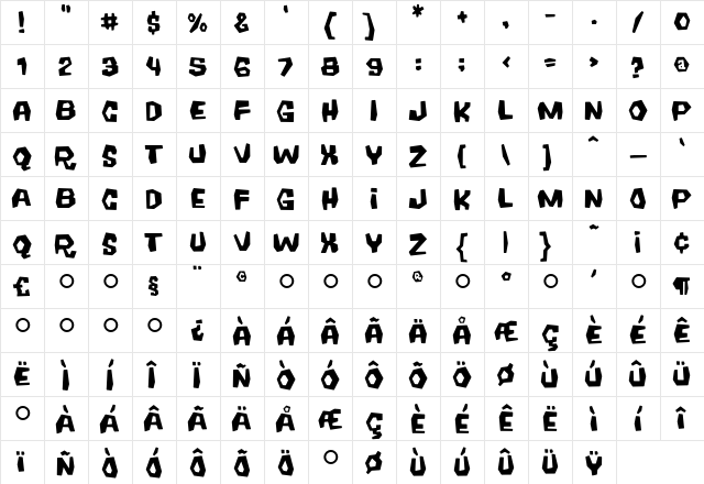 Coffeehouse Regular  glyph index