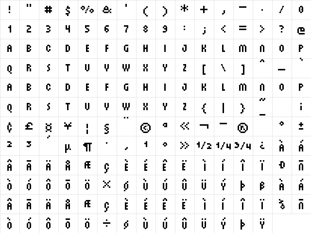 UF Sugar Menu Regular  glyph index