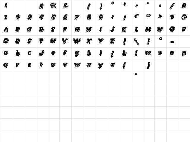 Creature Feature Regular  glyph index