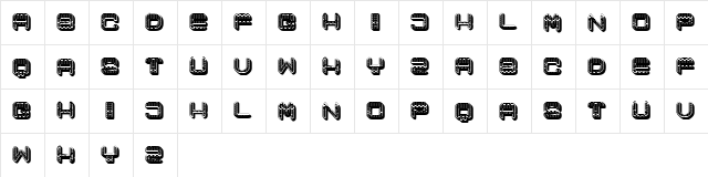 Cronica Hexagon Regular  glyph index