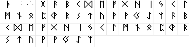Elder Futhark Regular  glyph index