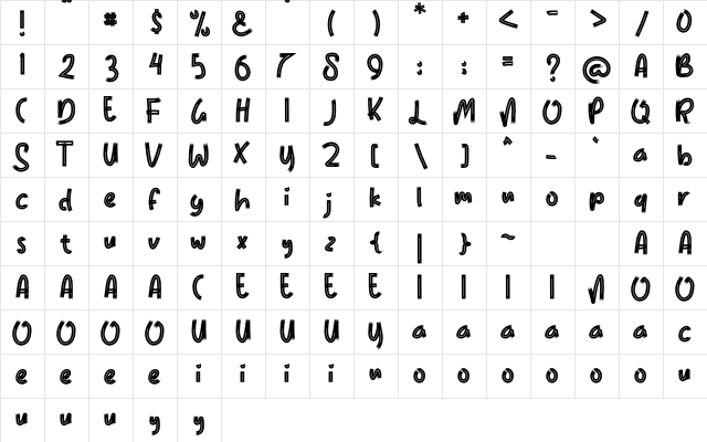 LEMON TEA Regular  glyph index