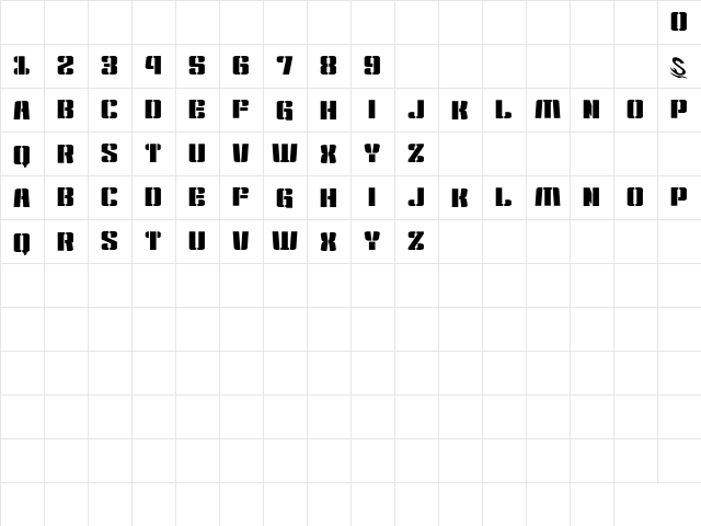 Kensuco Stencil__G Regular  glyph index